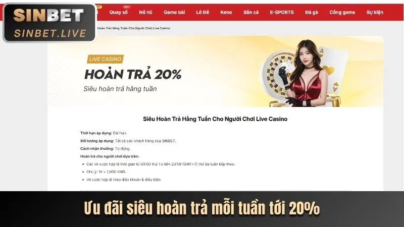 Chương trình hoàn trả hàng tuần của tải zo789